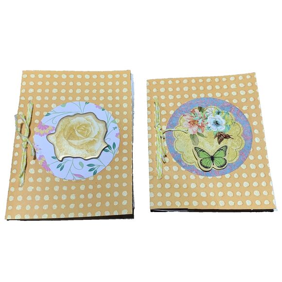 2 Junk Journal Notebooks Handmade Yellow Flowers 3.5x4.5 in - Picture 1 of 8